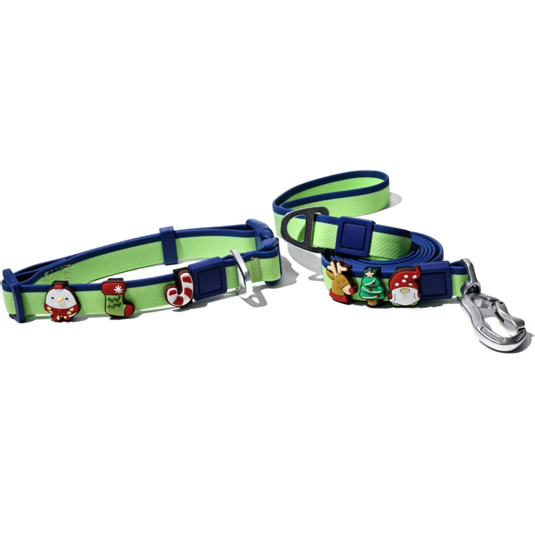 Two-Tone Embossed Dog Leash Set with 3 DIY Charms – Waterproof PVC, 15, 20 & 25 mm, Red, Green or Pink – view 12