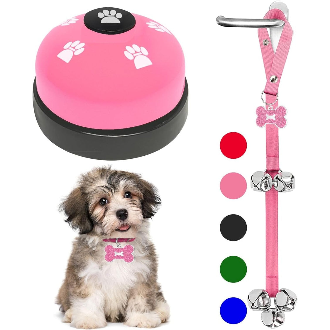 Dog Potty Training Bells โ Press Bell + Adjustable Door Hanging Bells, 2-Pack