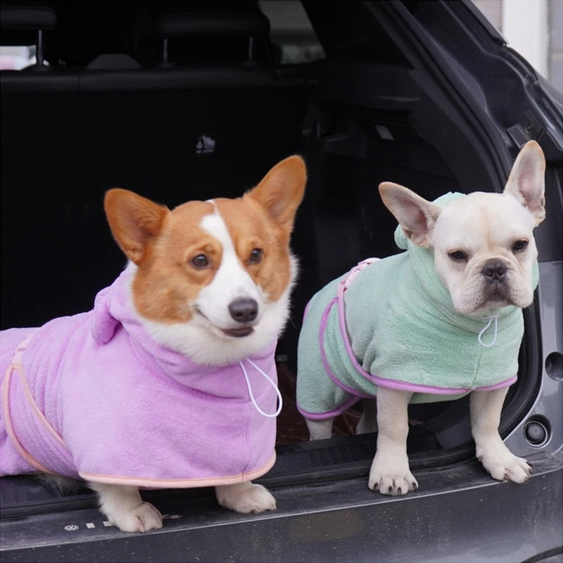 Quick-Dry Microfiber Dog Bathrobe Towel with Hood โ view 4