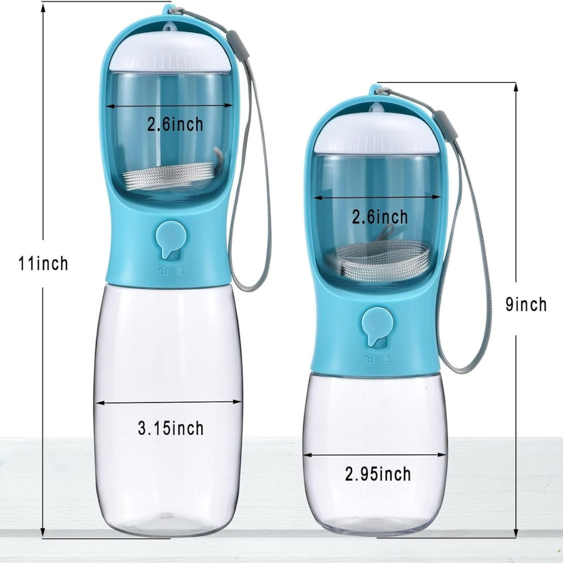 Dog Water Bottle with Food Container โ Leak-Proof Travel Bowl with Carbon Filter, Blue โ view 2
