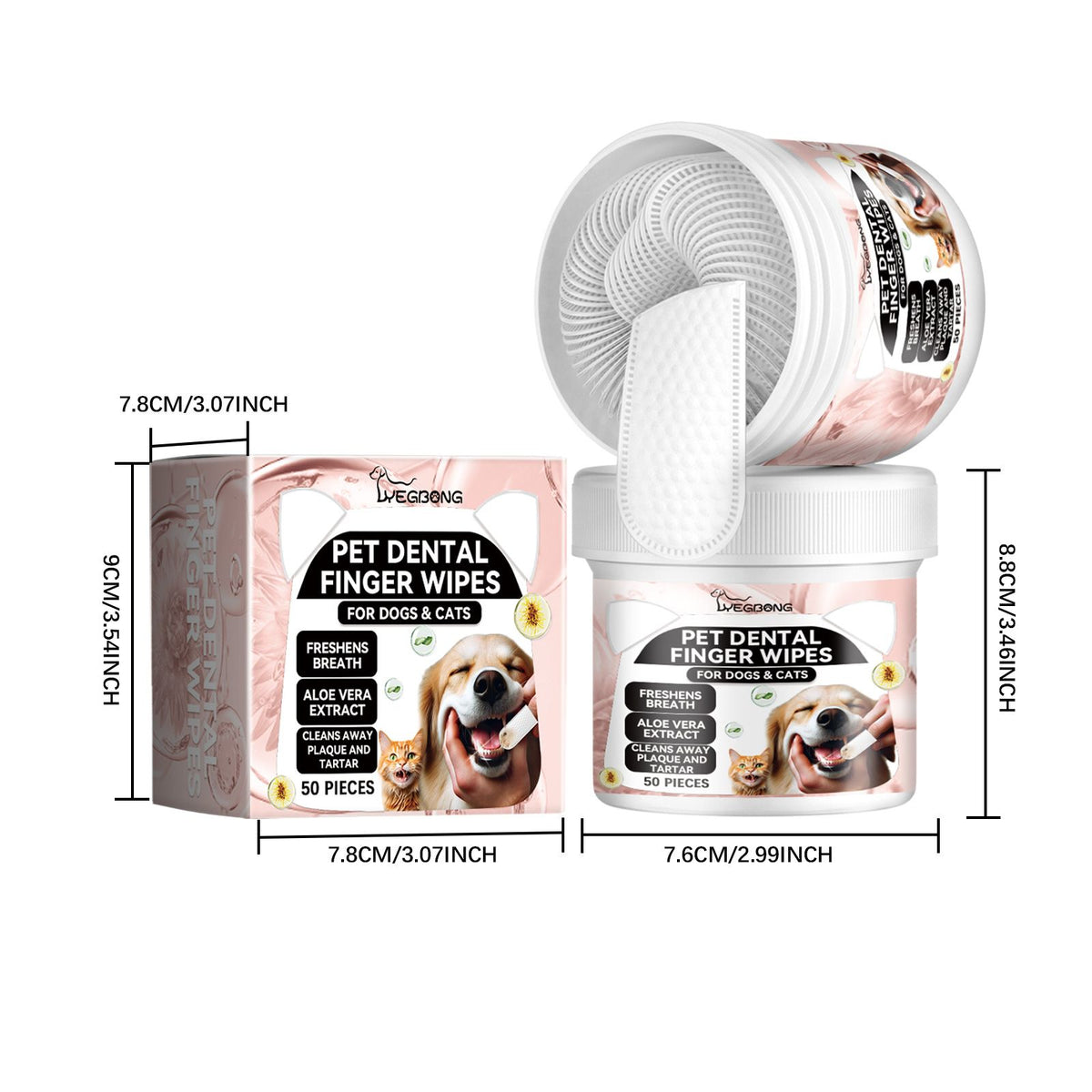 Disposable Pet Dental Finger Wipes โ 50 Pre-Moistened Finger Sleeves for Dogs & Cats โ view 3