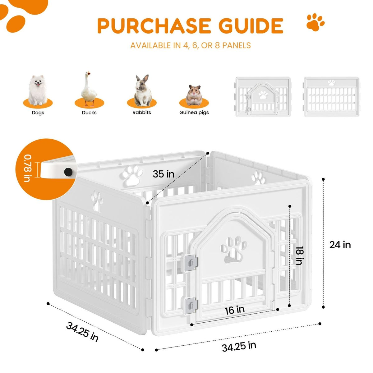 Modular Plastic Pet Playpen – 4, 6 or 8 Panels with Lockable Door & Anti-Slip Mat – view 9