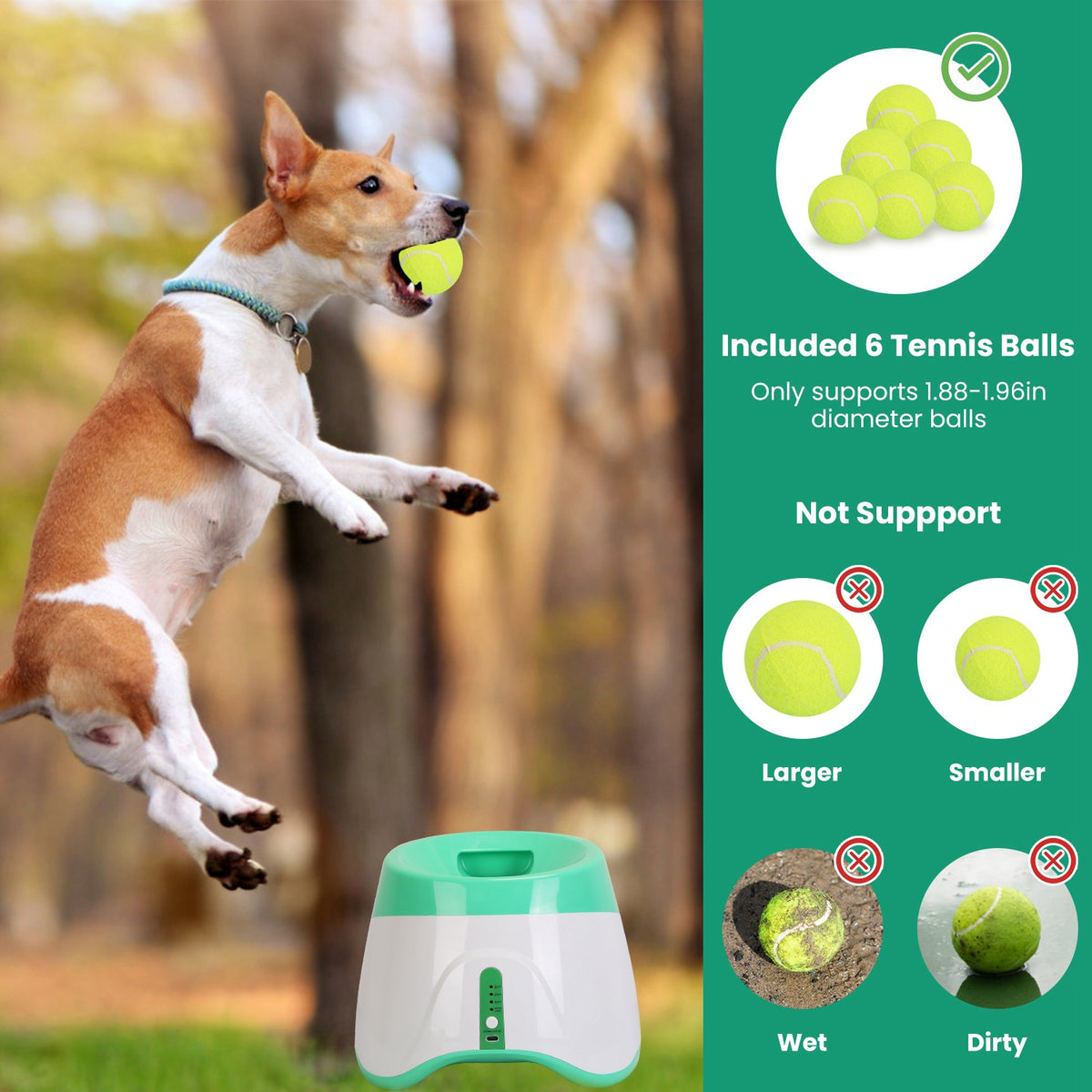 Automatic Dog Ball Launcher โ 3 Distances up to 29.5 ft, 6 Balls, for Small & Medium Dogs โ view 5