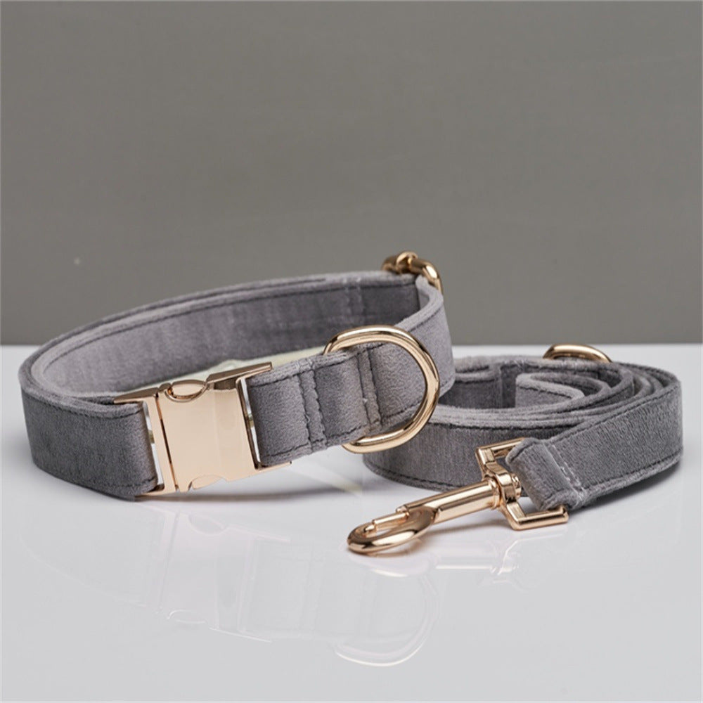 Velvet Dog Collar and Leash Set with Bow – Soft Cotton-Lined Collar, 8 Colors, XS–L – view 19