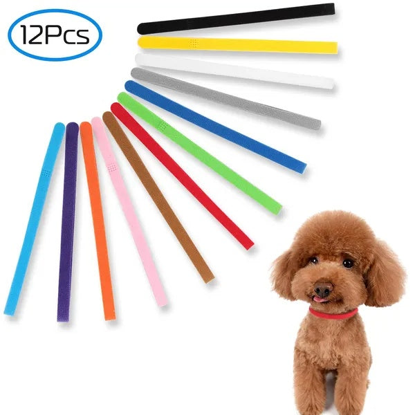Whelping Puppy ID Collars โ 12 Colors, Soft Adjustable Double-Sided Bands, 12 Pack