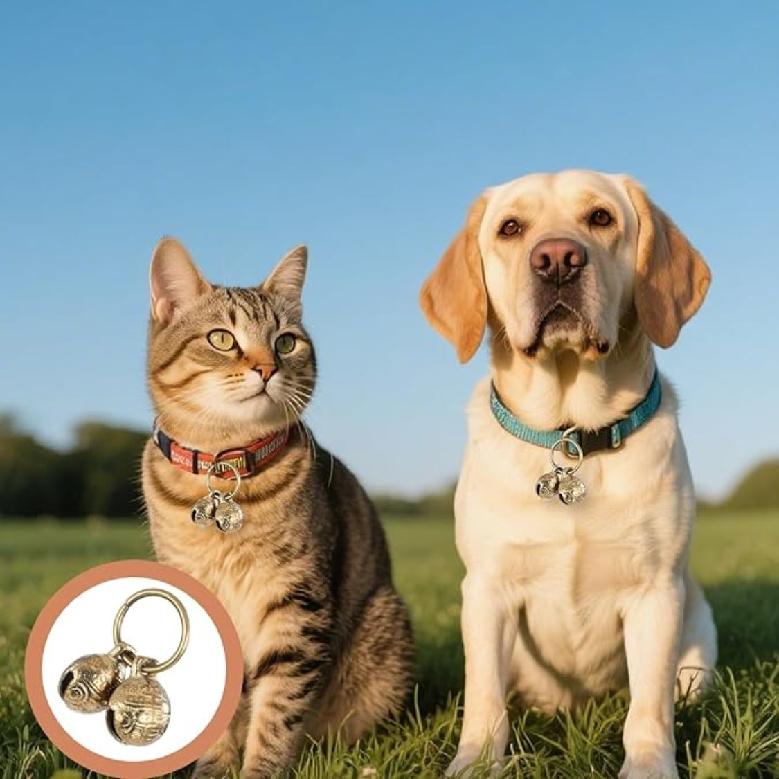 Brass Dog Collar Bells, 4-Pack Loud Copper Bells for Pet Tracking, Gold โ view 4