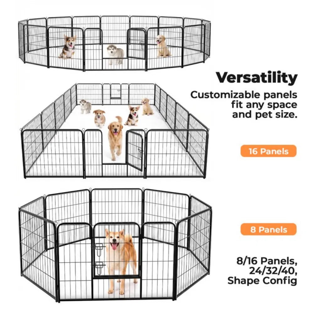 Metal Dog Exercise Pen with Door โ Indoor & Outdoor Playpen for Puppies, Medium & Large Dogs โ view 3