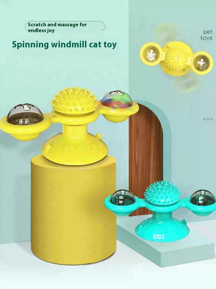 Windmill Cat Toy Set with Rotating Disk, Feather Teasers and Tumbler for Indoor Cats โ view 2
