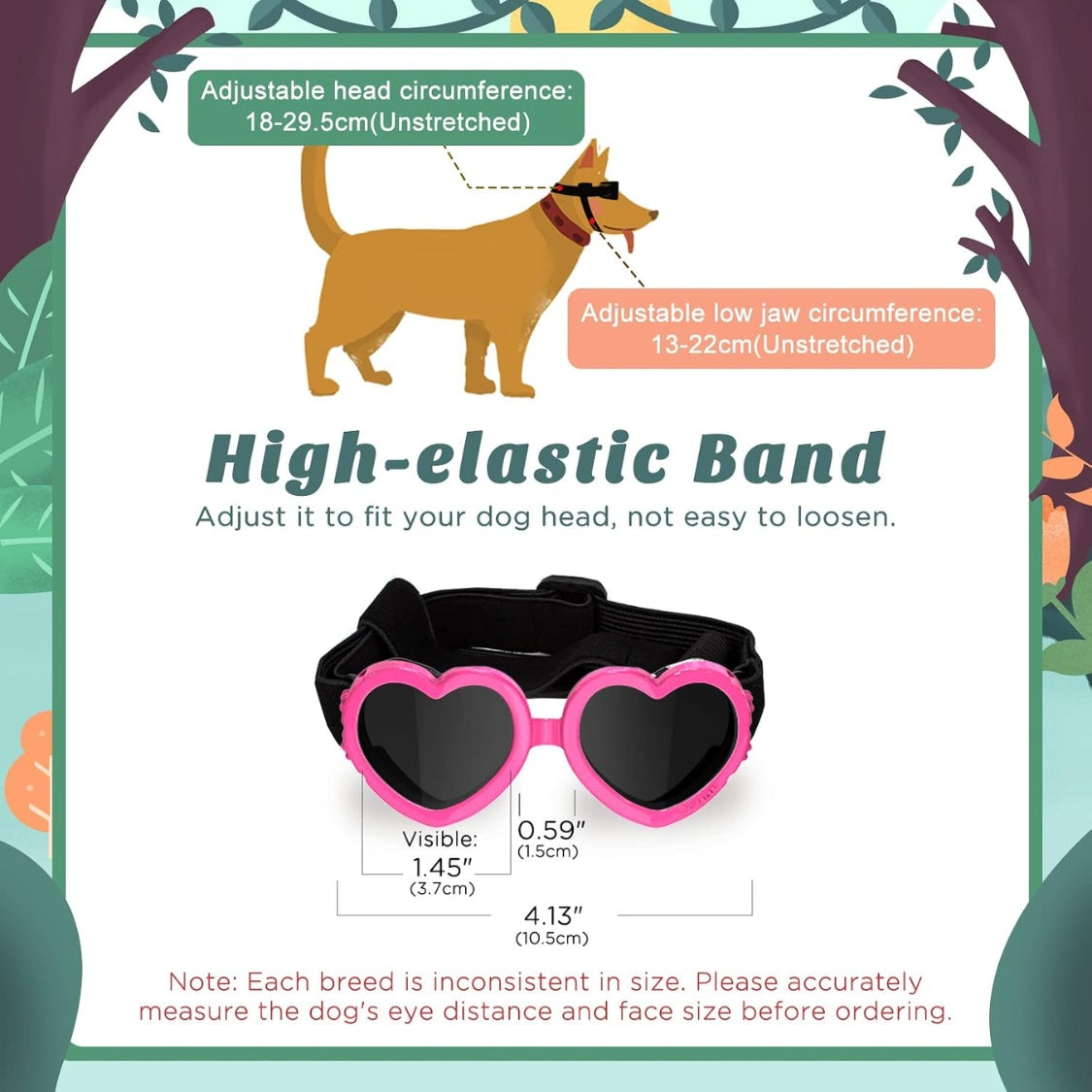 Heart-Shaped Dog Sunglasses – UV Protection Goggles for Small Dogs with Adjustable Straps, Pink – view 4