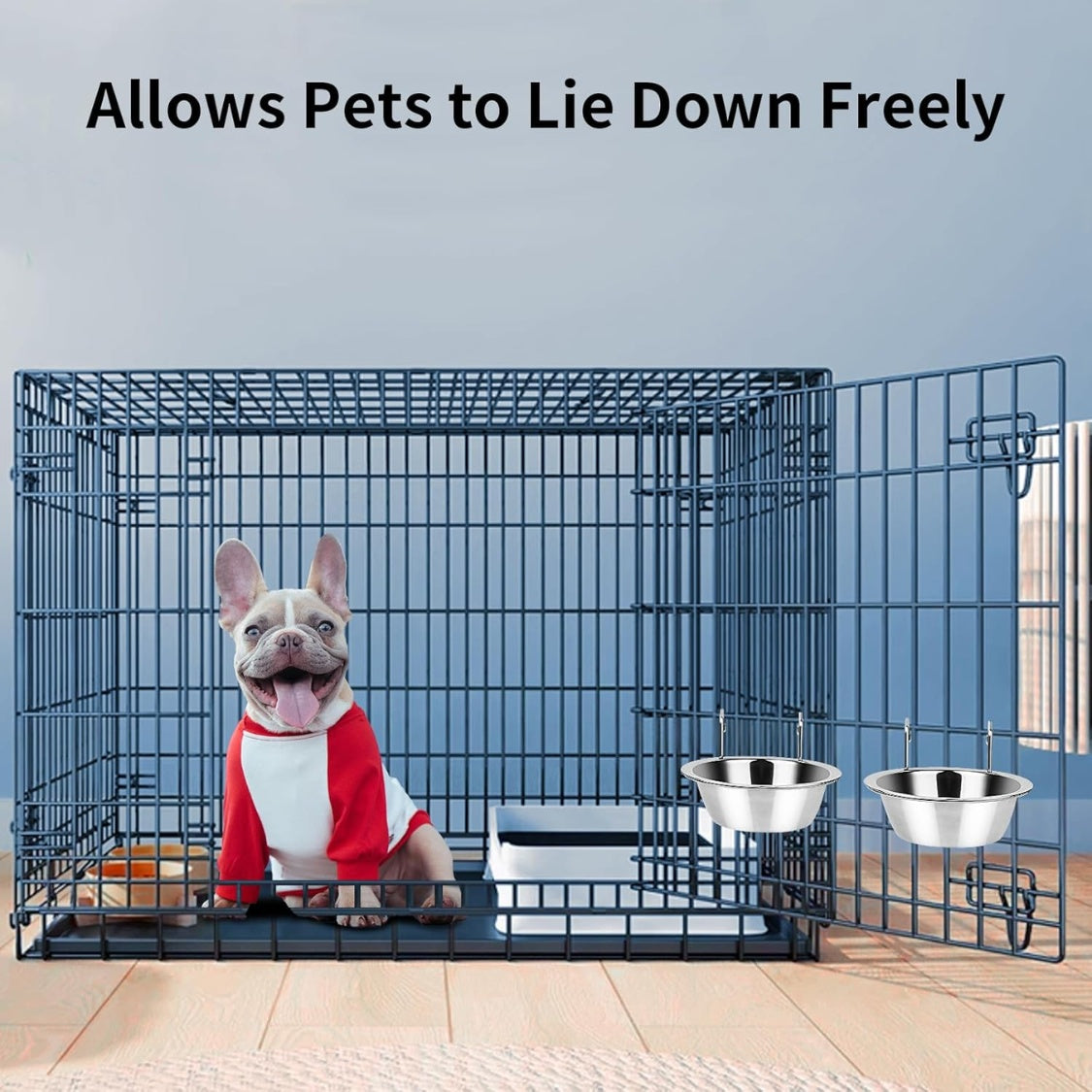 Hanging Stainless Steel Crate Bowls for Small Dogs and Cats โ Set of 2, 8 oz Each โ view 7