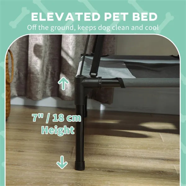 Elevated Dog Cot Bed with Canopy – Breathable Mesh, Steel Frame, Foldable with Travel Bag, Grey/Black – view 6