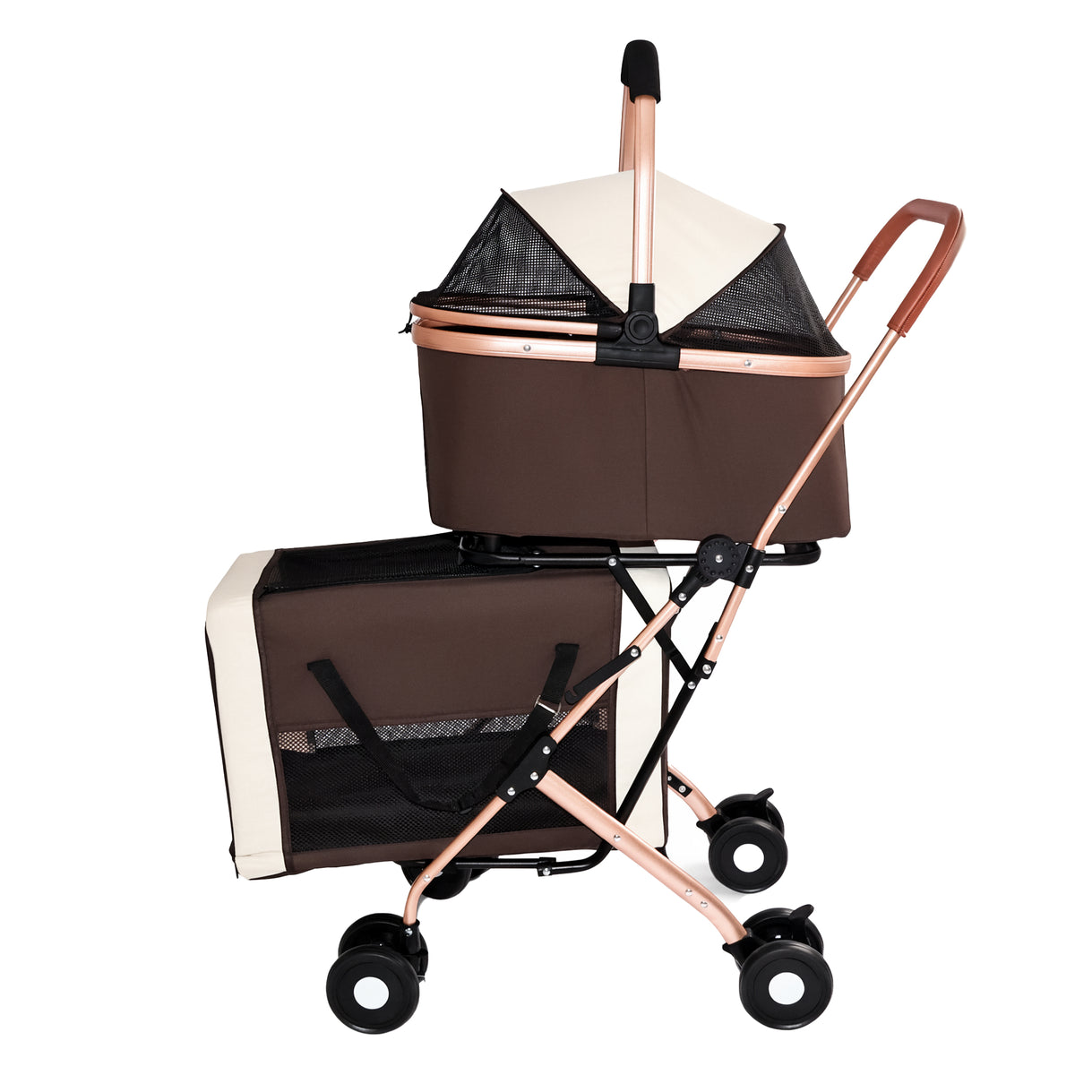 3-in-1 Double Pet Stroller – 2-Level Convertible Dog & Cat Stroller with Detachable Carrier & Tote – view 7