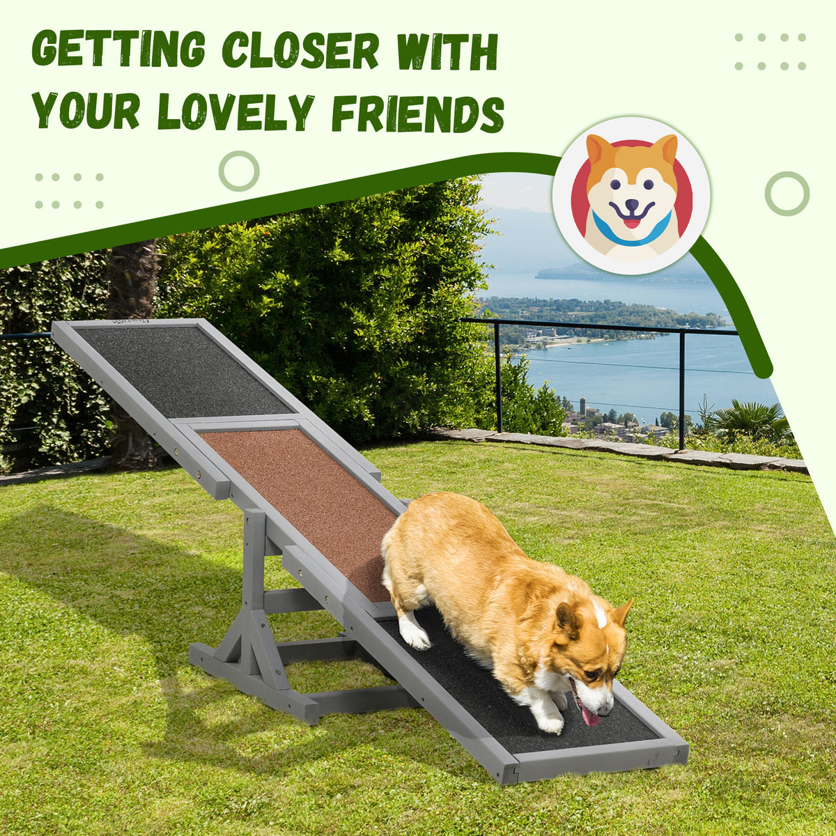 Wooden Dog Agility Seesaw – Anti-Slip Fir Wood Balance Board for Training, 71 in, Gray – view 6
