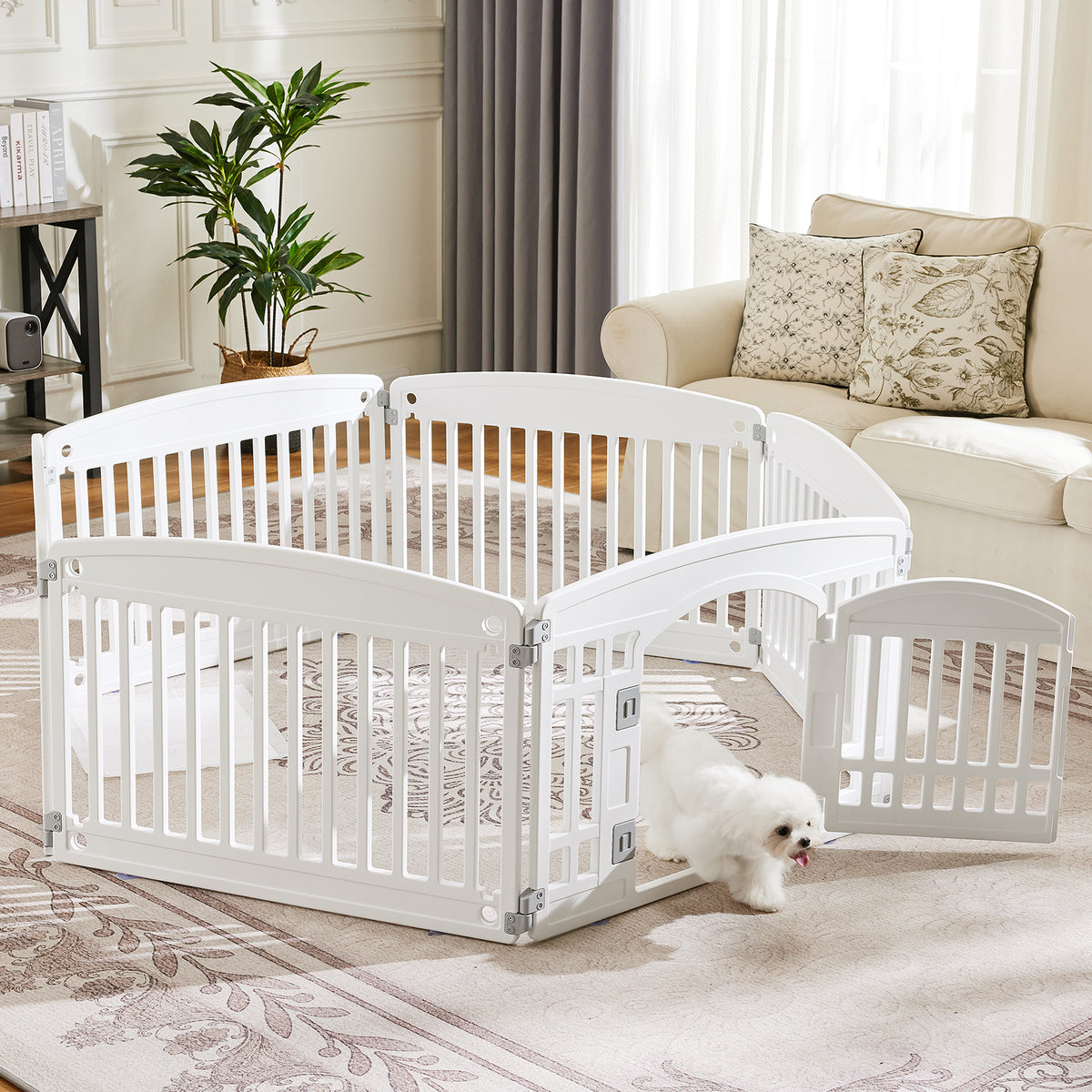Plastic Dog Playpen – Foldable Indoor/Outdoor Pet Fence, 4 or 6 Panels, White or Black – view 7