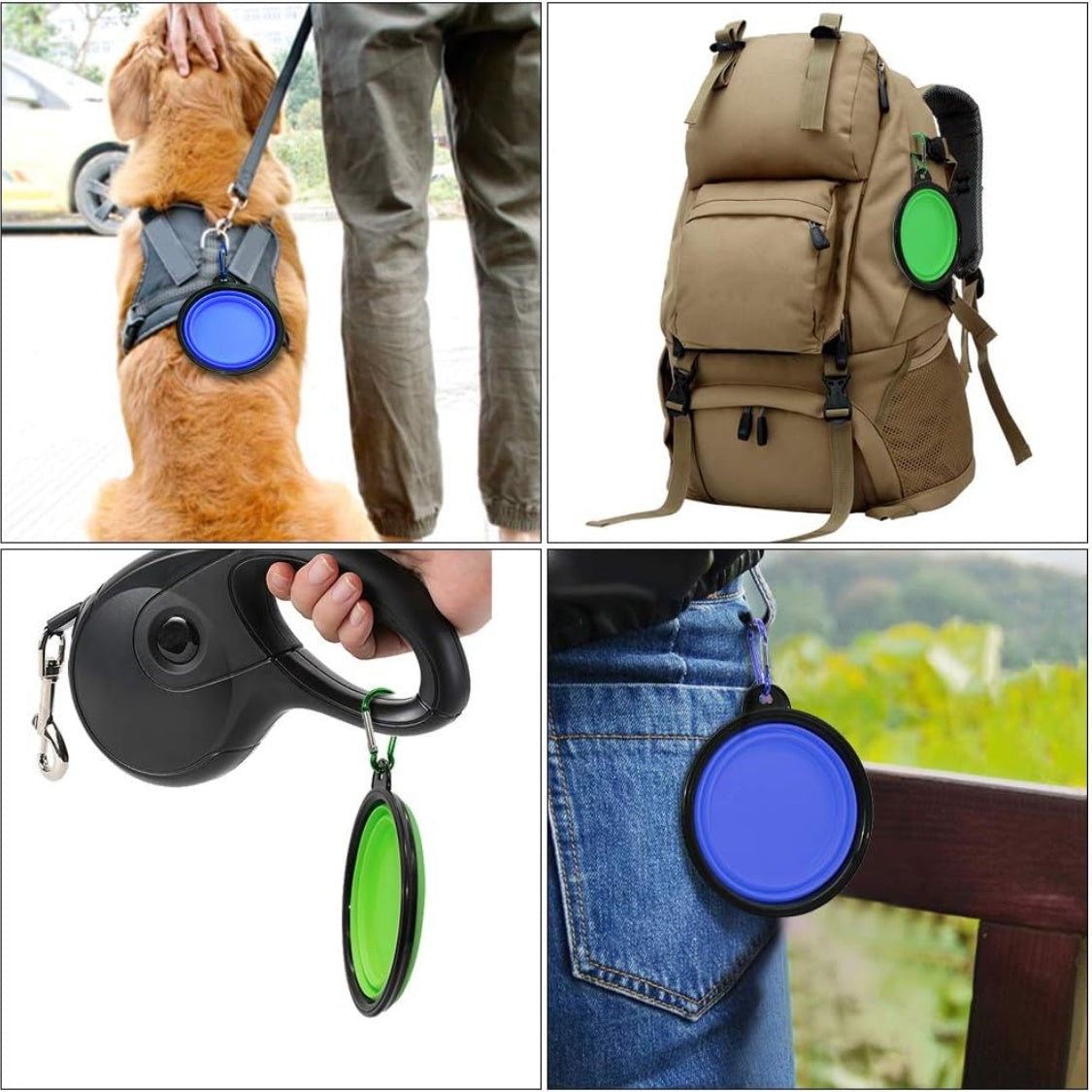 Collapsible Pet Travel Bowls 2-Pack โ 12 oz Foldable Dishes with 2 Carabiners โ view 4