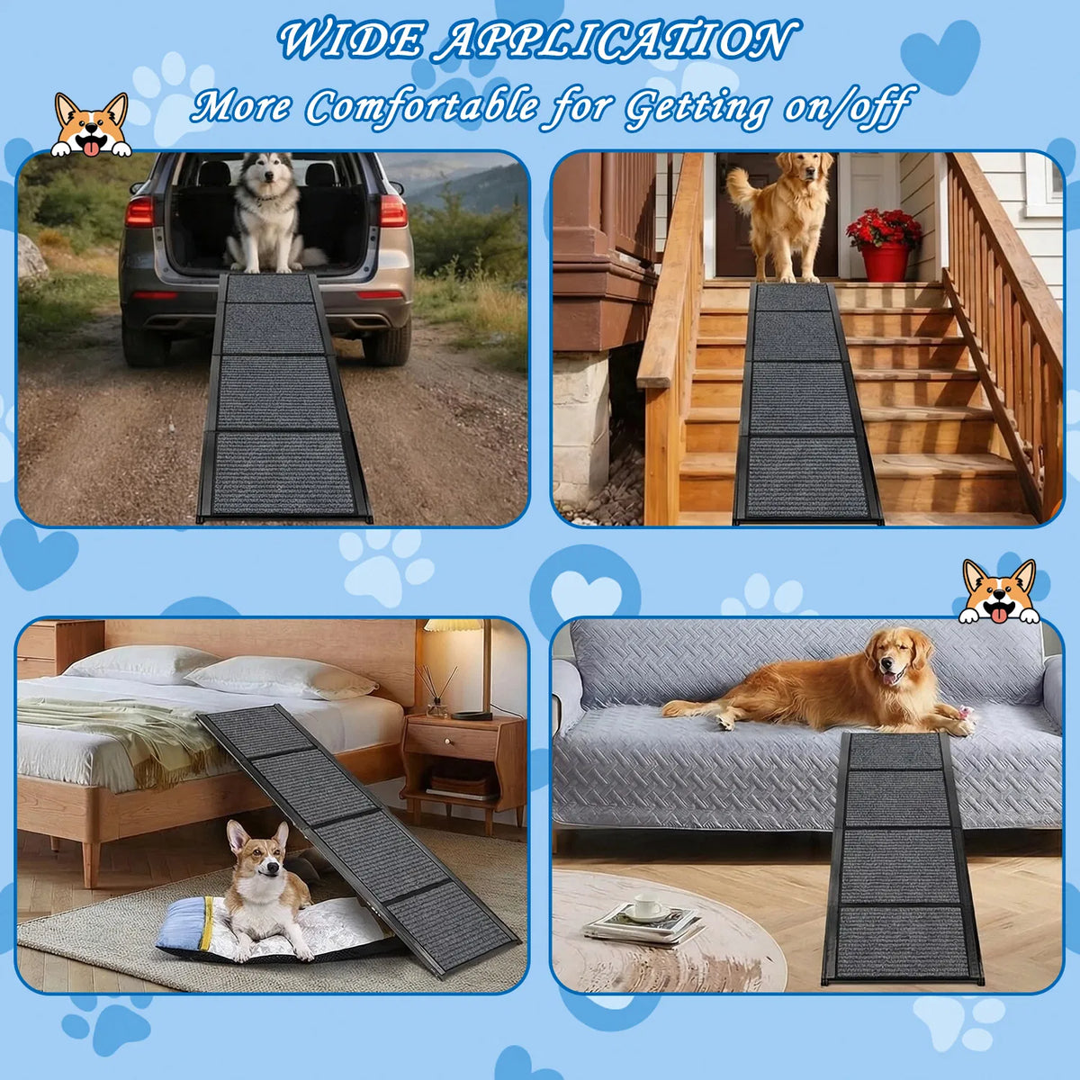 Folding Dog Ramp for Car, SUV & Truck โ 71 in Long, 19 in Wide, Non-Slip Surface โ view 3