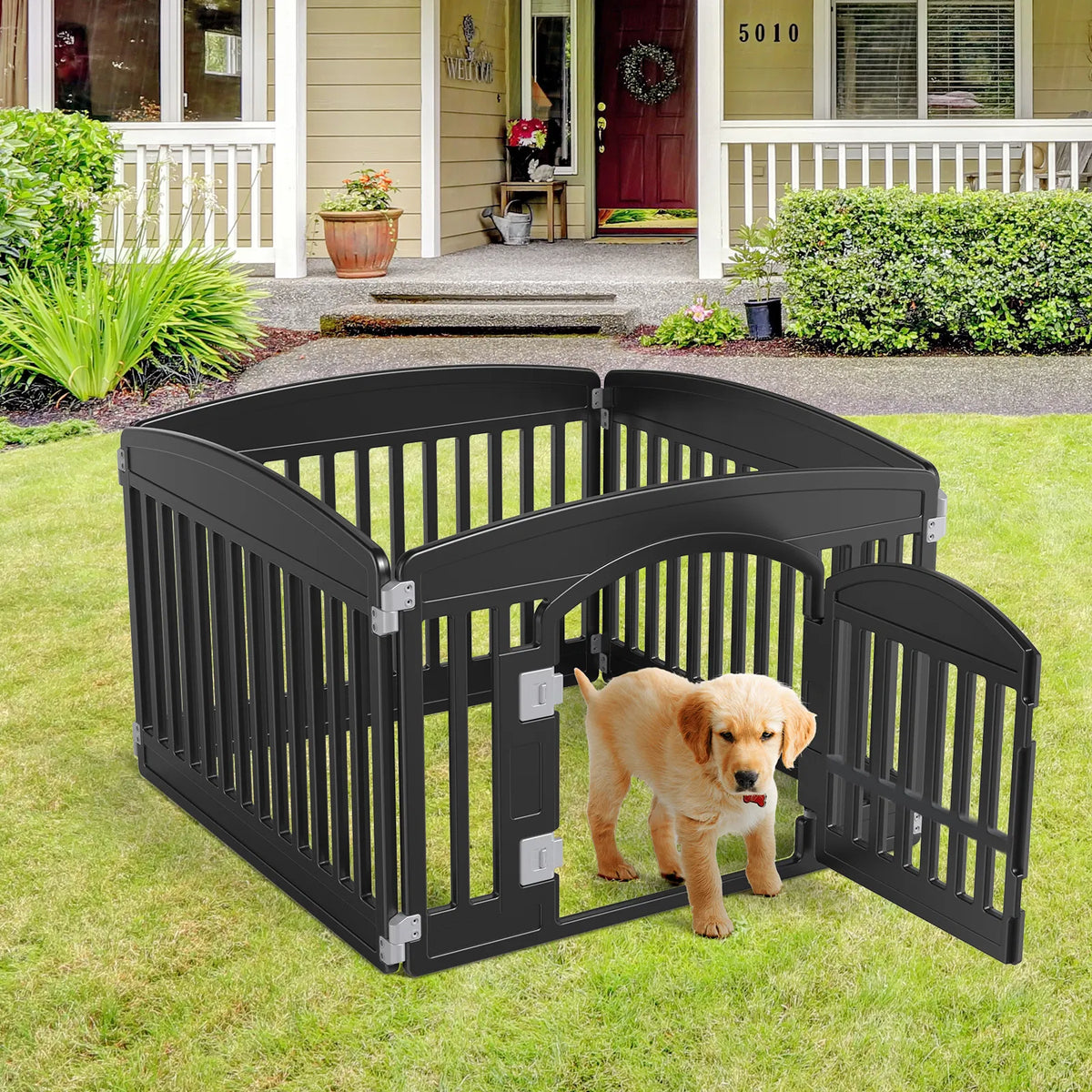 Folding Plastic Pet Playpen – Portable Dog Fence for Small to Medium Dogs, Easy to Clean – view 4