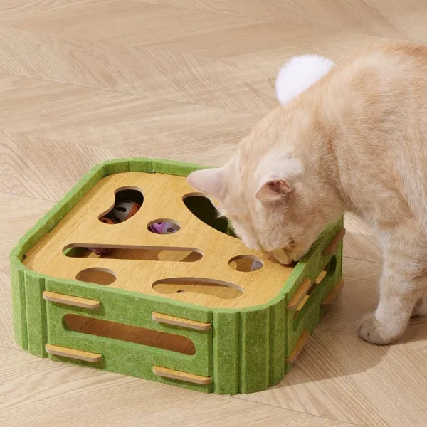 Square Felt and Sisal Cat Scratcher with Ball Track โ Compact 11.8 in Play Board โ view 2