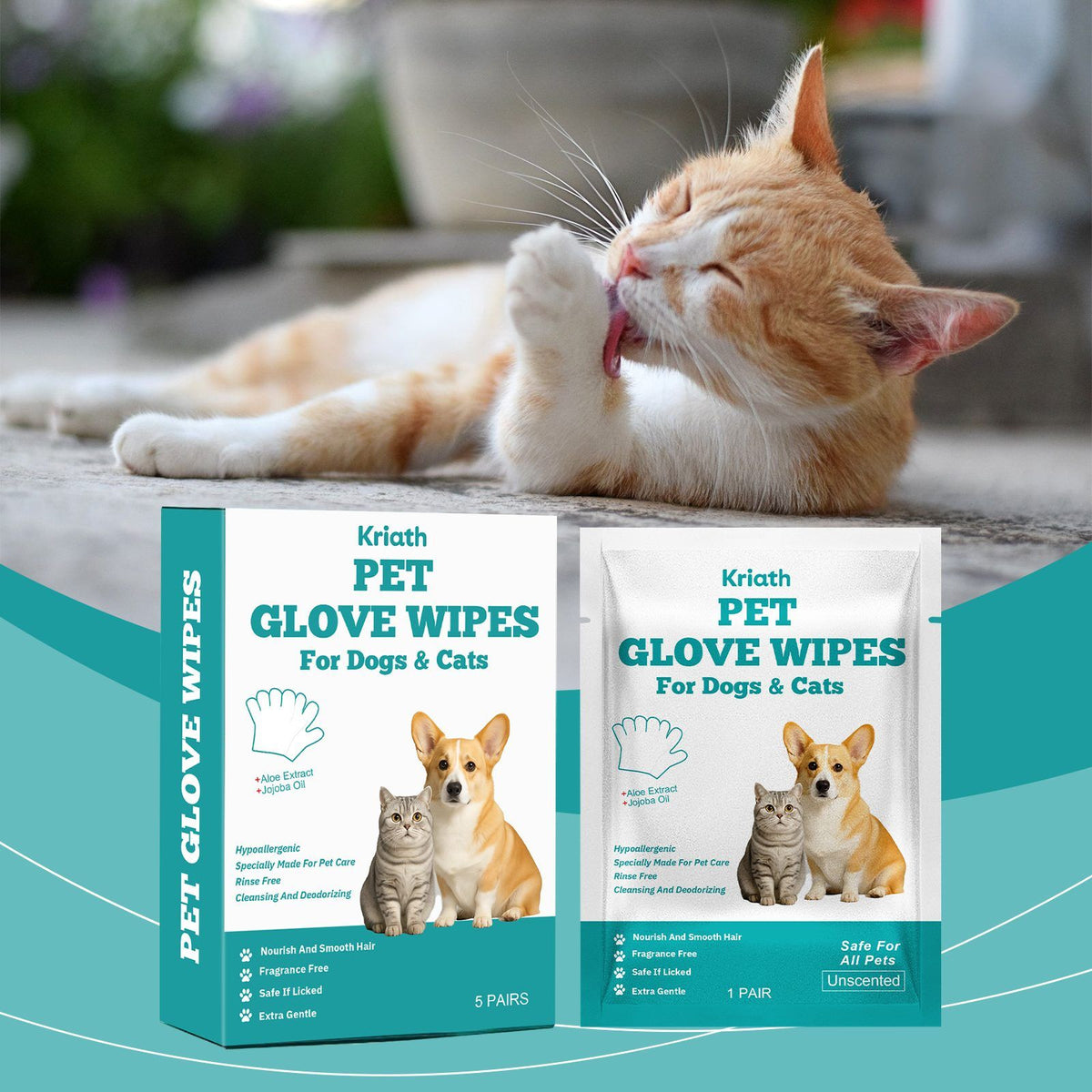 Disposable Pet Glove Wipes โ 5 Pre-Moistened Grooming Gloves for Coat & Paws โ view 6