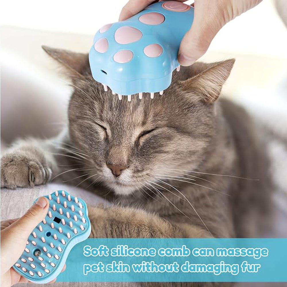 Rechargeable Paw-Shaped Pet Mist Brush โ Spray Grooming Comb with Soft Silicone Teeth, Blue โ view 3