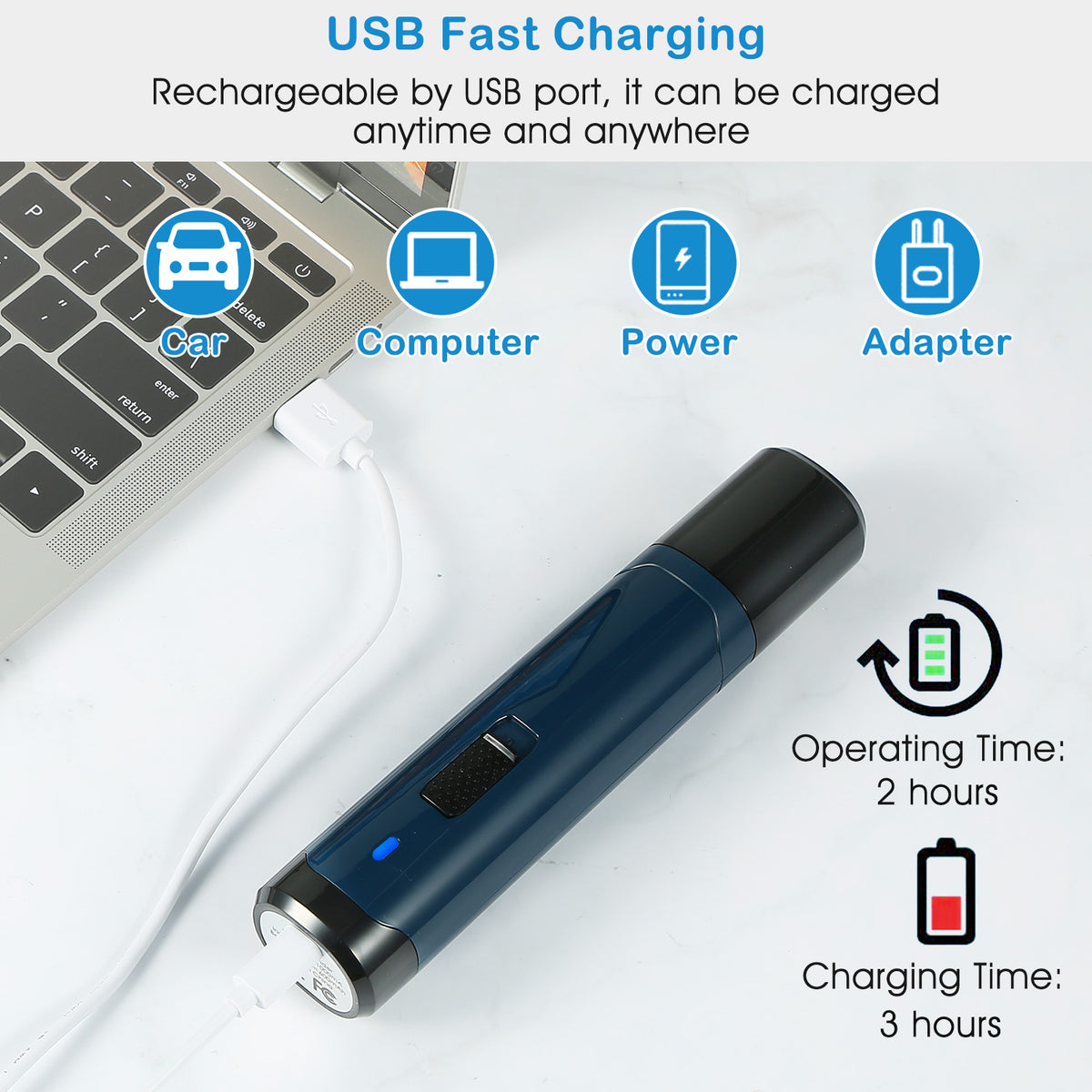 Pet Nail Grinder with Diamond Bit and USB Charging Cable โ 2 Speeds, Low Noise, Blue โ view 7