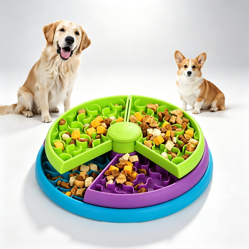 3-in-1 Rotating Dog Slow Feeder and Lick Mat โ Holds 2 Cups, for Medium & Large Dogs, Green