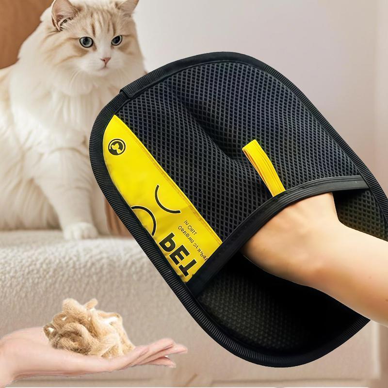 Pet Hair Removal Glove Brush – Static Fur Remover for Clothes, Sofa and Bedding, Black