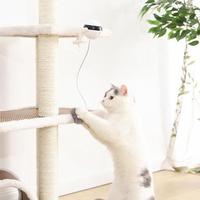 Electronic Motion Cat Toy with Rope and Fluffy Ball – Interactive Teaser, White