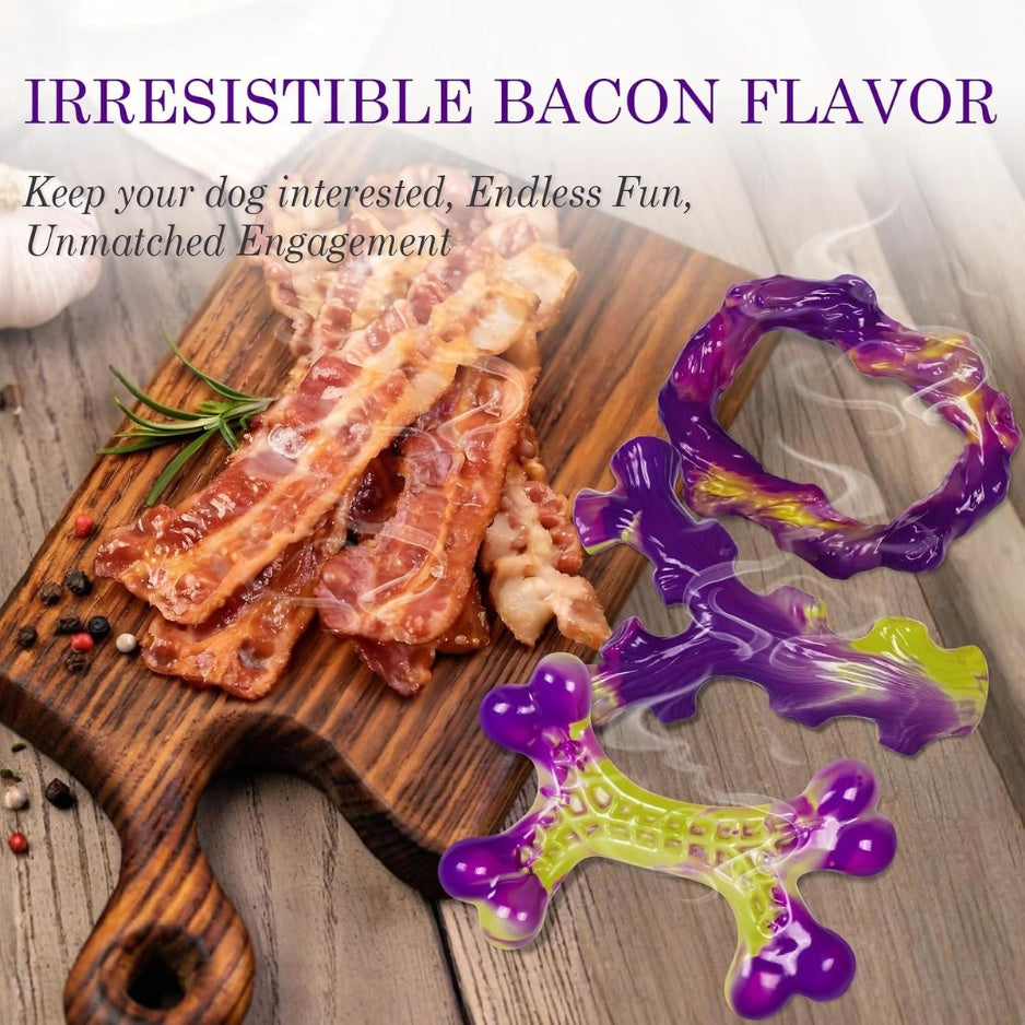 Nylon Bone Dog Chew Toys 3-Pack, Bacon Flavored for Medium & Large Dogs, Purple โ view 5