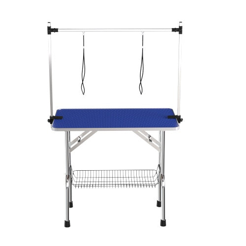 Large 46 Inch Folding Pet Grooming Table with Adjustable Arm & Storage Basket, Blue โ view 8