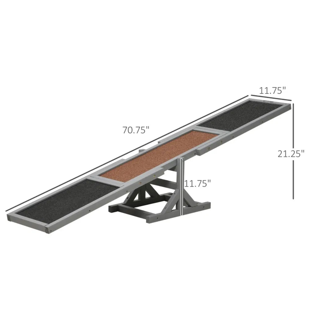 Wooden Dog Agility Seesaw – Anti-Slip Surface, Fir Wood, Up to 110 lbs, Gray/Brown/Black – view 3