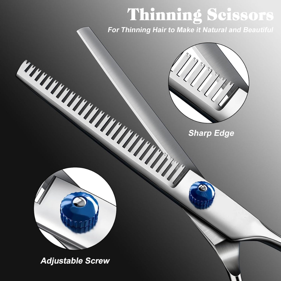 4-in-1 Dog and Cat Grooming Scissors Kit โ Round-Tip Straight, Curved and Thinning Shears with Comb โ view 3