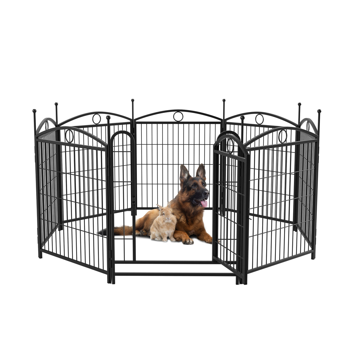 8-Panel Metal Dog Playpen โ Foldable Exercise Pen with Door, Rust-Resistant, 32 in High, Black โ view 9