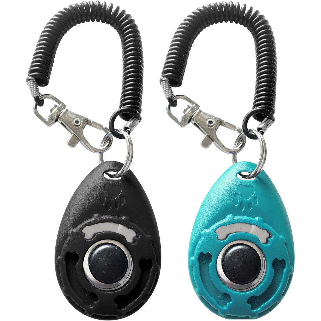 Dog Training Clicker with Stretchy Wrist Strap โ 2-Pack (Black & Blue)