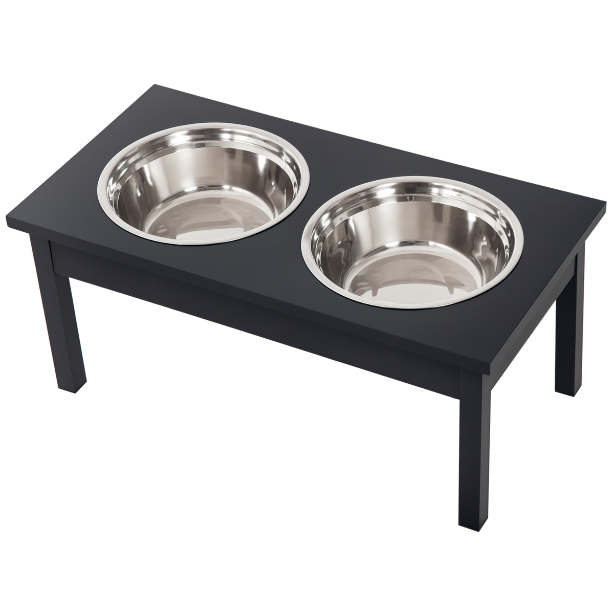 23 in Wooden Elevated Dog Feeding Station with 2 Stainless Steel Bowls, 2 L Each, Black โ view 9