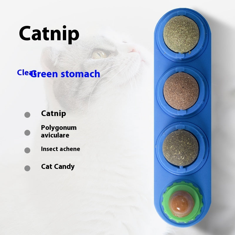 Wall-Mounted Rotating Catnip and Silvervine Ball Cat Toy, 3-in-1 Stick-On Lick Ball โ view 9