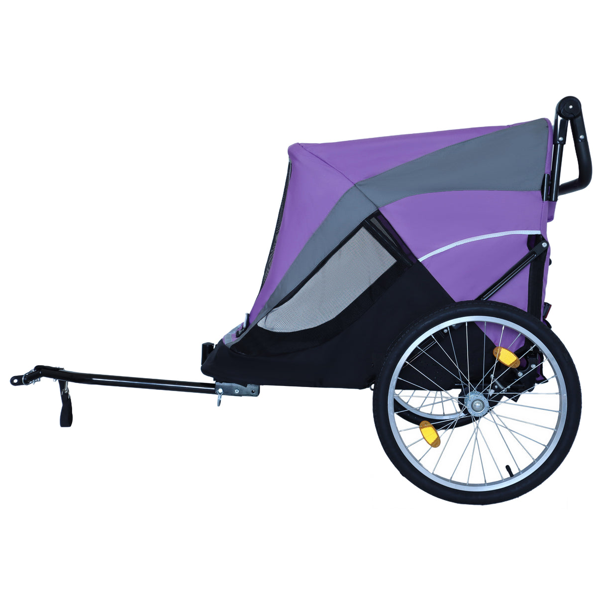 2-in-1 Dog Bike Trailer and Push Cart โ Quick-Release Wheels, Holds Up to 100 lbs, Purple and Black โ view 10