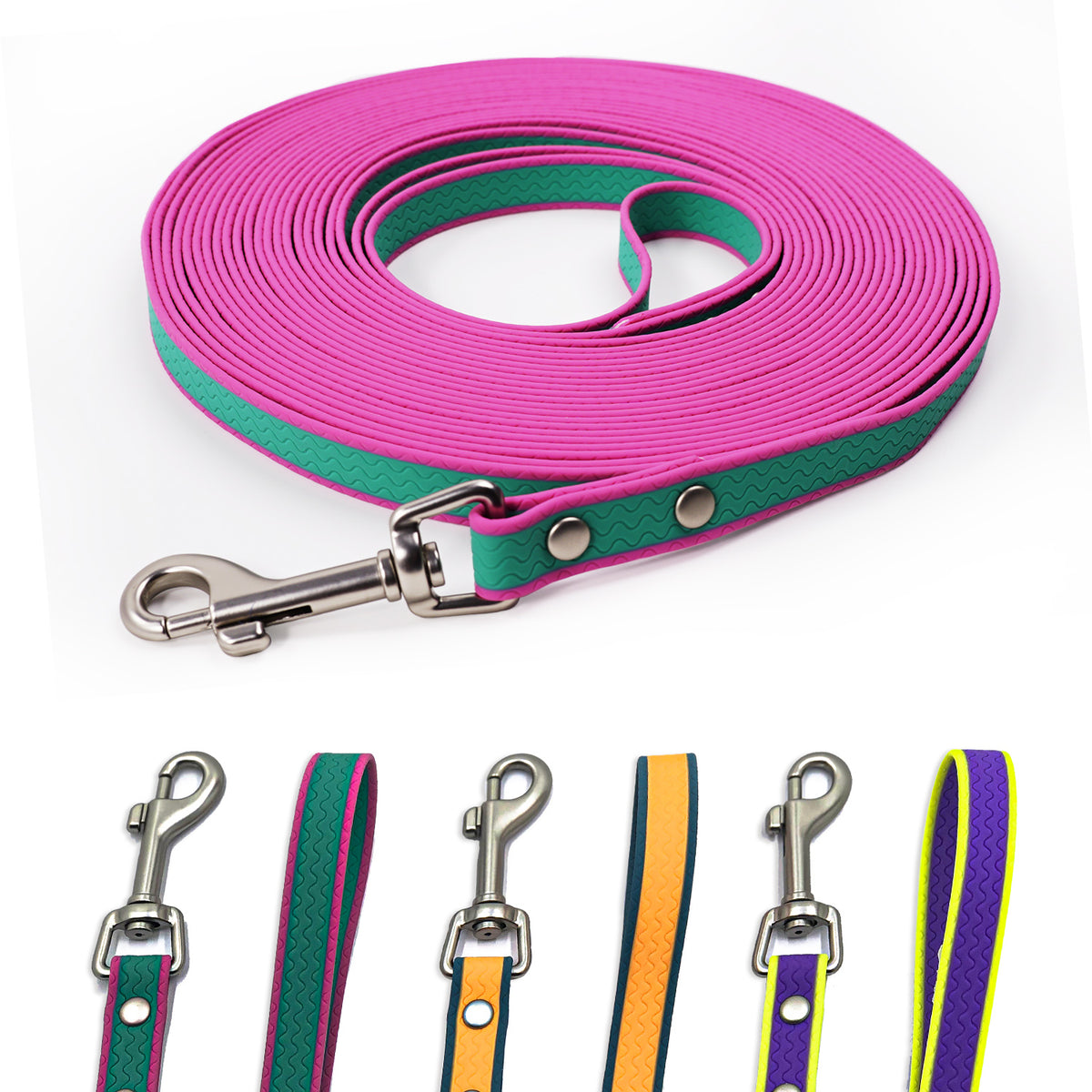 Two-Tone Waterproof Dog Training Leash – PVC Coated Long Line for Recall, 10, 16 & 33 ft – view 2