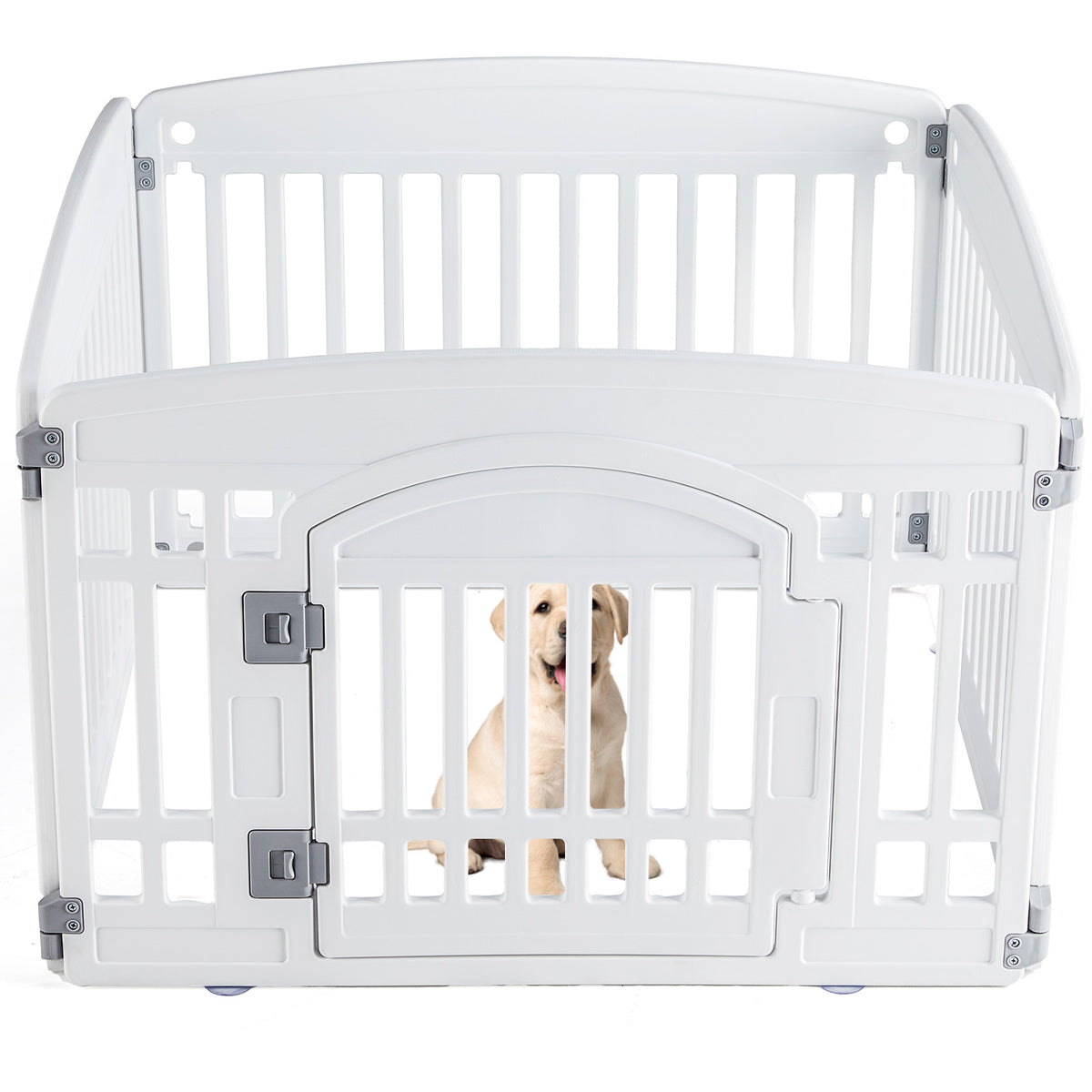 Plastic Dog Playpen – Foldable Indoor/Outdoor Pet Fence, 4 or 6 Panels, White or Black