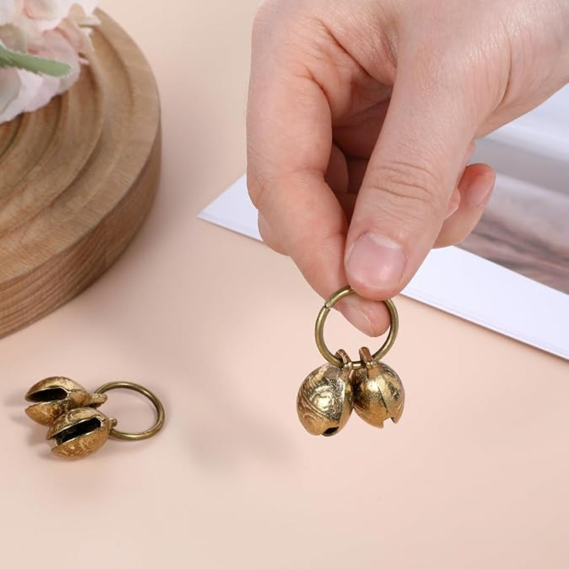 Brass Dog Collar Bells, 4-Pack Loud Copper Bells for Pet Tracking, Gold โ view 3