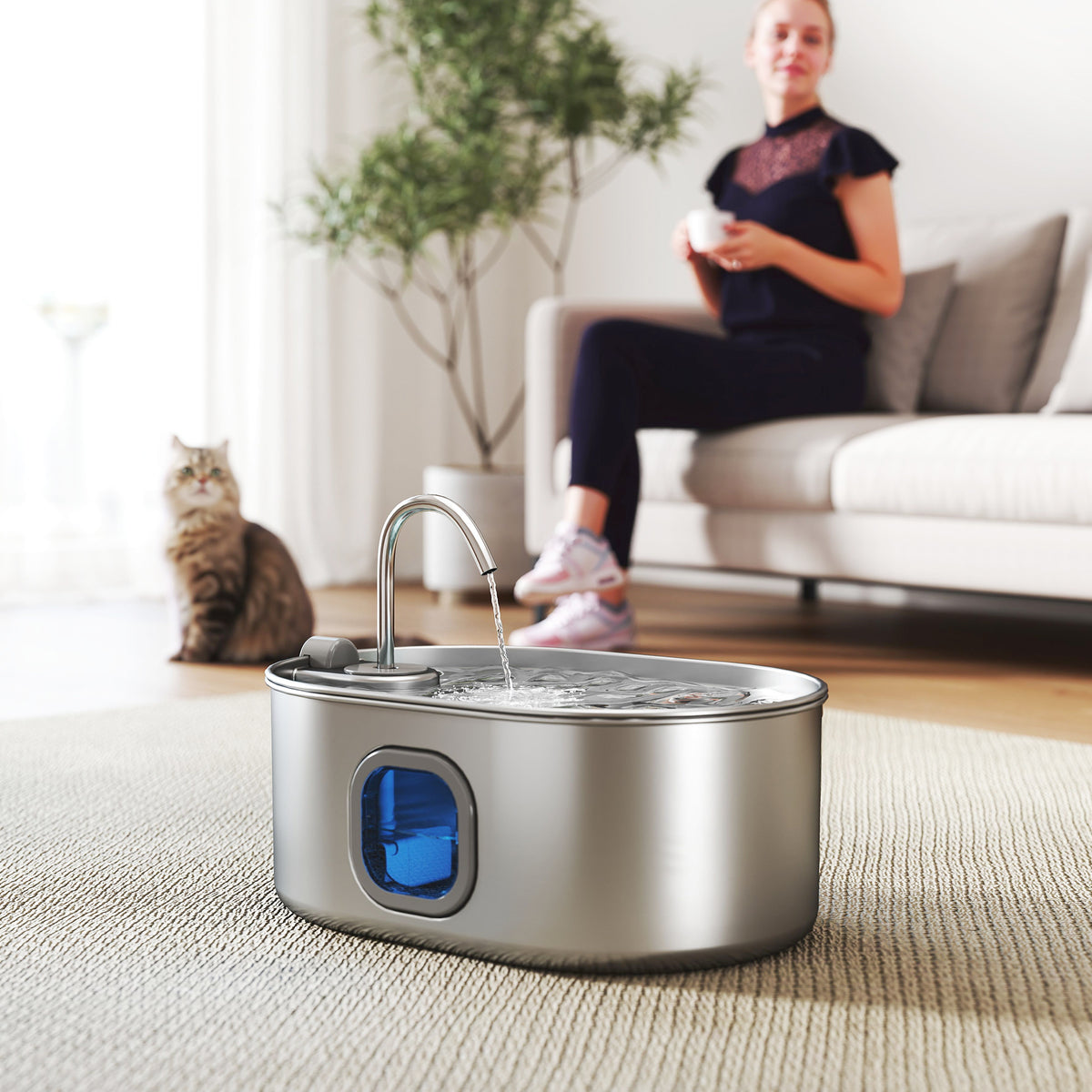 1.8 Gallon Stainless Steel Pet Water Fountain with Filter & Quiet Pump for Cats and Dogs โ view 2