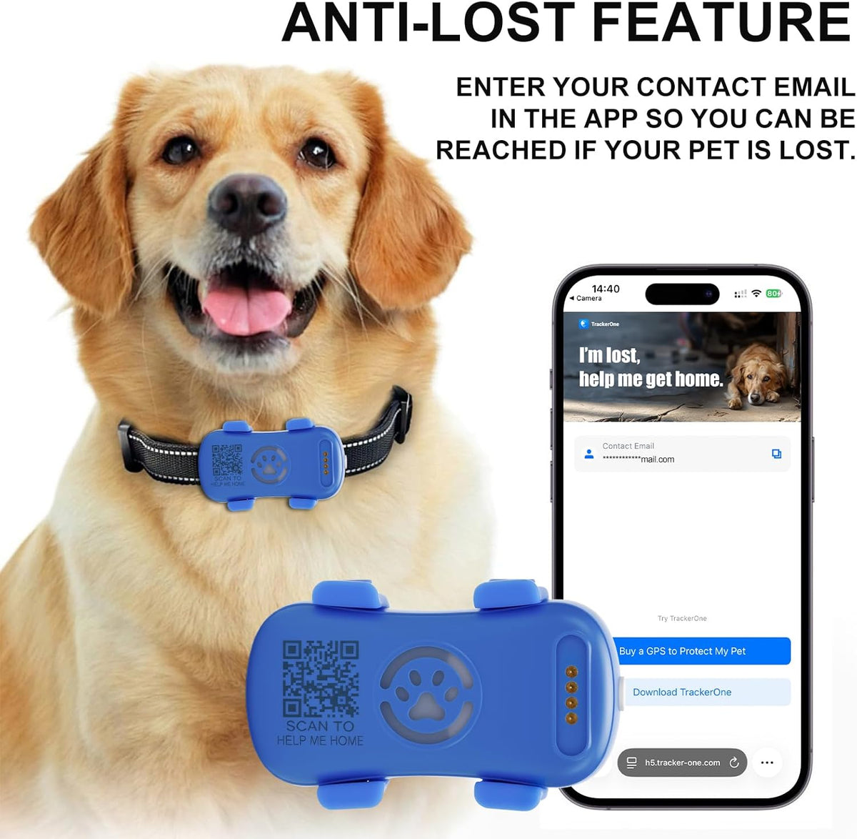 Real-Time Dog GPS Tracker โ Geofence Alerts, Sound & Light Finder, IP67 Waterproof (App Subscription Required) โ view 5