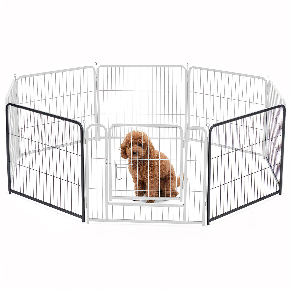 Foldable Metal Pet Fence with Lockable Door – Indoor & Outdoor Dog Barrier, 24, 32 or 40 In Tall