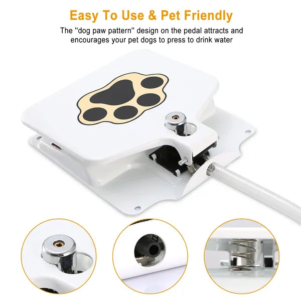 Outdoor Step-On Dog Water Fountain with Paw Pedal, Hose & Splitter, White โ view 5