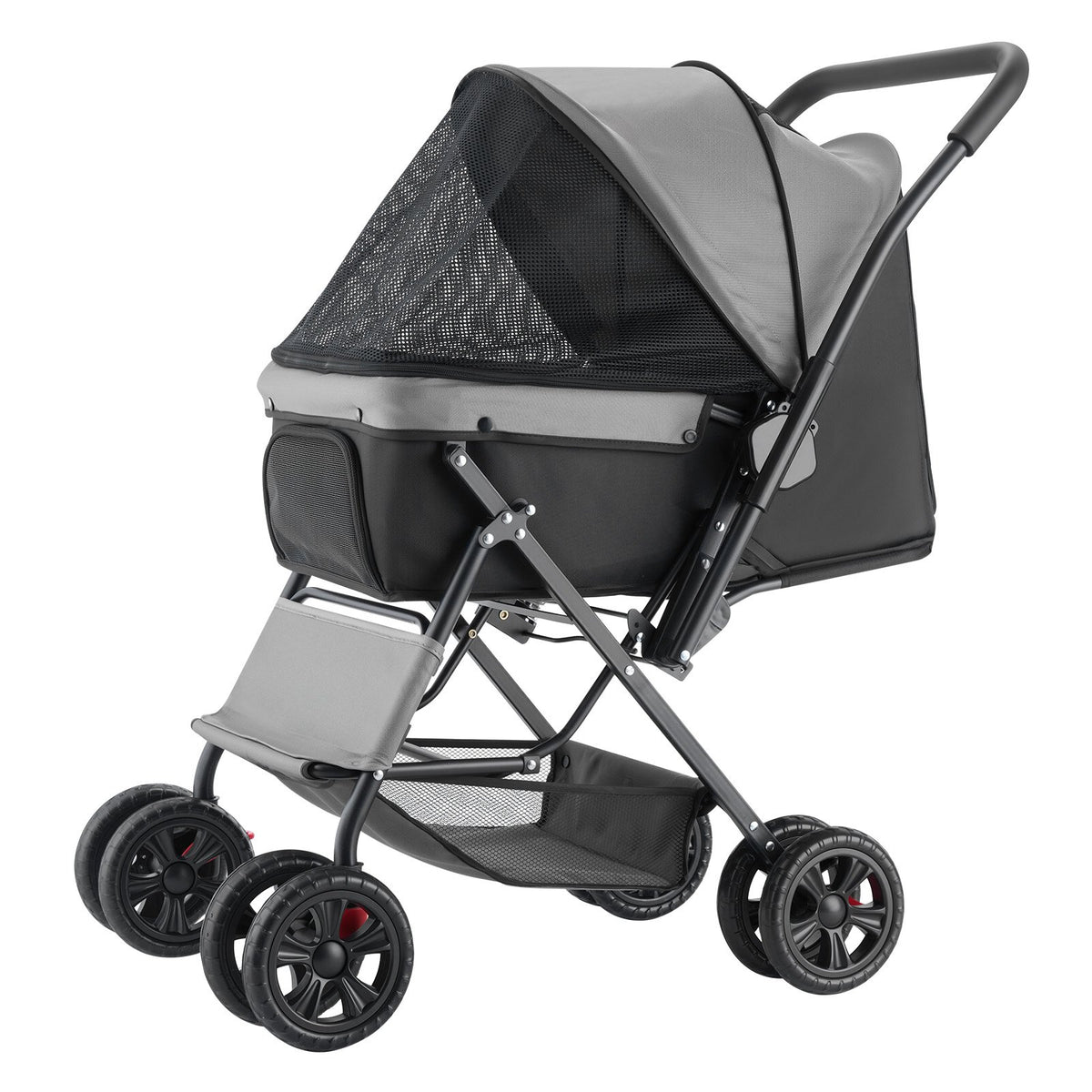 Foldable Dog Stroller with Reversible Handle โ 4-Wheel Pet Stroller for Dogs & Cats Up to 44 lbs