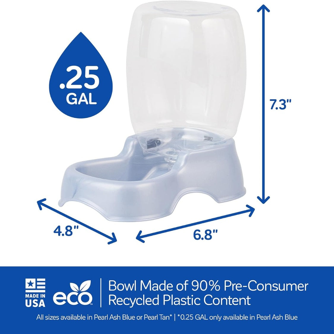 Gravity Water Dispenser for Kittens & Puppies โ Extra Small 1/4 Gallon Bowl, White โ view 2