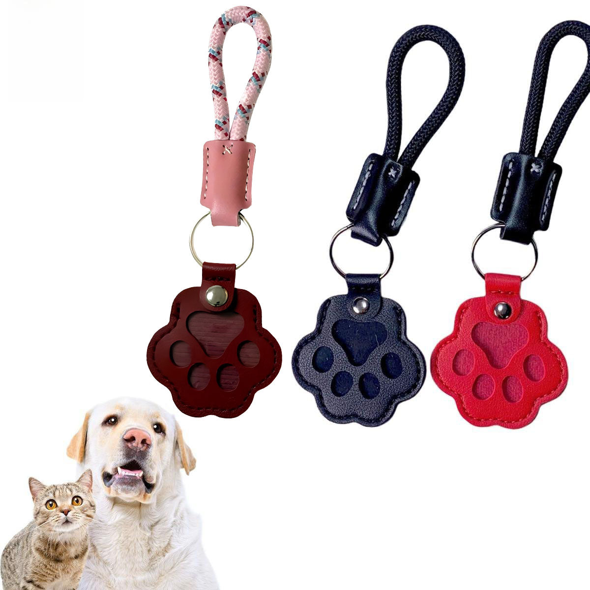 Pet Fur Memorial Keychain – Paw-Shaped Leather Keepsake for Dog or Cat Hair, Sympathy Gift