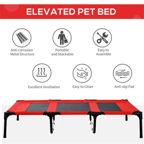 Elevated Dog Cot Bed for XXL Dogs โ Steel Frame, 600D Oxford Fabric, Up to 110 lbs, Red โ view 5
