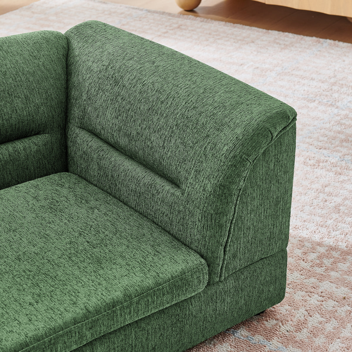 Oversized Linen Dog Sofa โ Curved Armrests, Raised Frame, Thick Cushion, for Large Dogs, Olive Green โ view 7