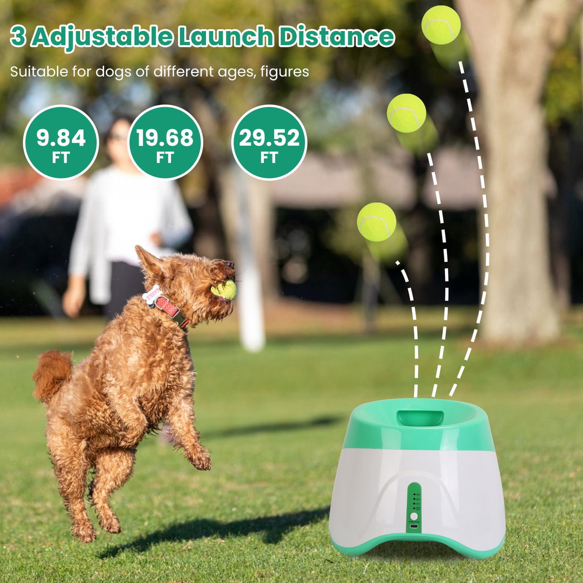 Automatic Dog Ball Launcher โ 3 Distances up to 29.5 ft, 6 Balls, for Small & Medium Dogs โ view 4